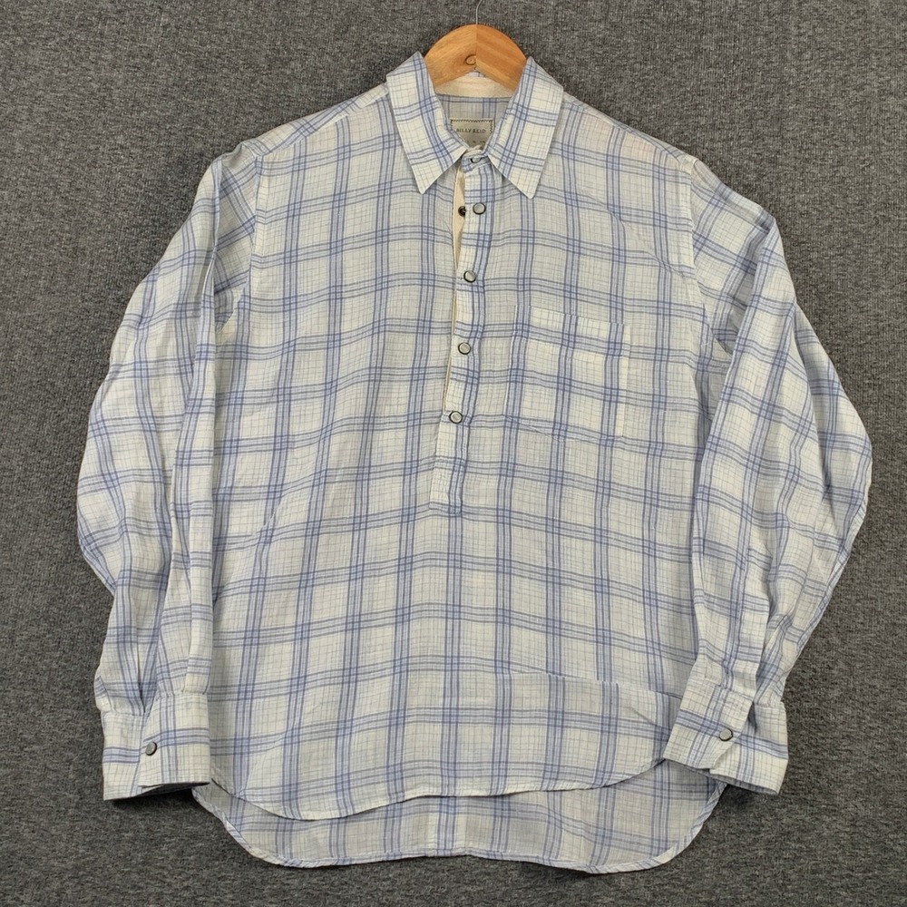 Billy Reid Linen Shirt Men Medium Pearl Snap Popover Standard Cut Luxury Modern